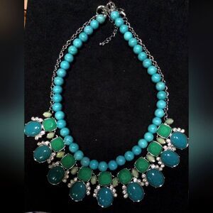 Lia Sophia Kimberly Claire 3 in 1 Convertible Statement Bib Necklace Turquoise